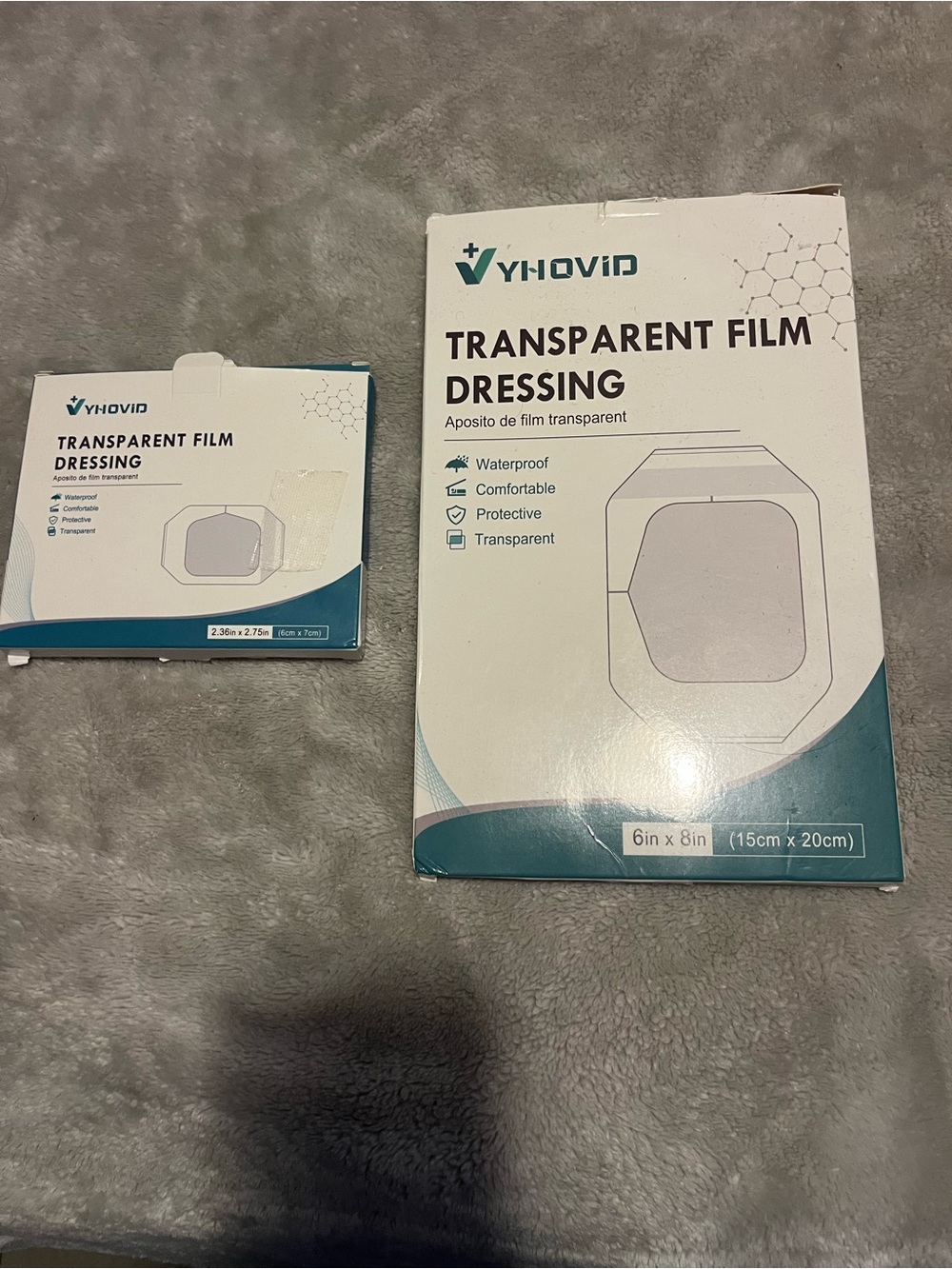 YHOVID Transparent Film Dressing - White & Teal Packaging